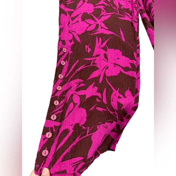 Soft Surroundings Women Oceo Gauze Wide-Leg Tropical Fuschia Pants - Picture 2 of 5